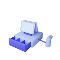 3d render icon blue cashier machine