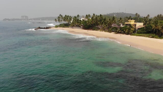 Aerial view of Indian ocean coast in Sri Lanka