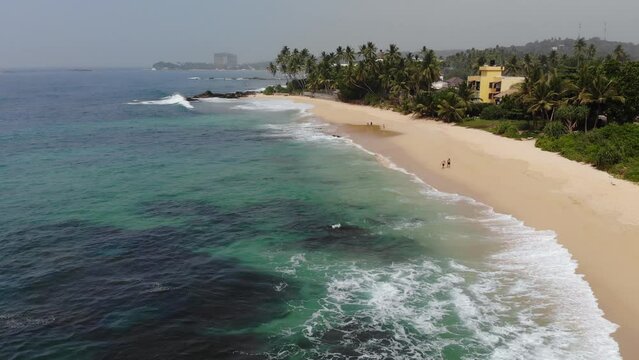 Aerial view of Indian ocean coast in Sri Lanka