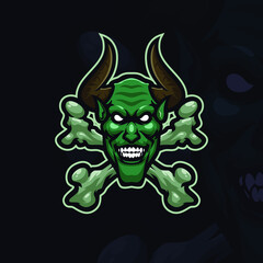 Devil masscot logo esport premium vector