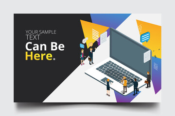 business success technology isometric banner with copy space
