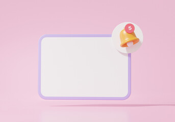 Business planning reminder with newsletter alert floating on pink background. event, timetable, Day month year concept. minimal cartoon. 3d rendering. Illustration