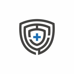 Vector Graphic of a Maze of Shield with Medical Cross in the center Perfect for a Company Logo