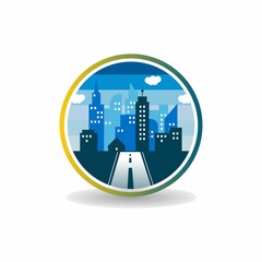 Vector Graphic Badge Cityscape Perfect for an icon or a Company Logo