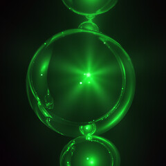 Green futuristic spherical pattern on a black background.