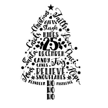 christmas tree inspirational quotes, motivational positive quotes, silhouette arts lettering design