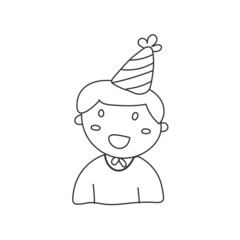 child wearing a birthday hat hand draw illustration