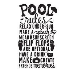 pool rules inspirational quotes, motivational positive quotes, silhouette arts lettering design