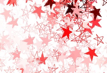 Light Pink, Red vector backdrop with small and big stars.