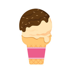 Ice Cream Soft Serve Vanilla Chocolate. Cartoon ice cream. summer sweetness