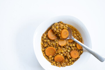 Top view of flexitarian legume dish
