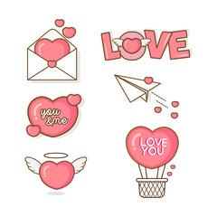  Set of vector elements for Valentine's Day.