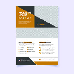 Modern elegant real estate property interior design a4 flyer Template