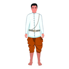 Men's folk national costume of Cambodia. Vector illustration