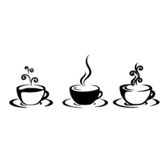 silhouette coffee house logo signs cake restaurant illustration design, hot coffee cup mugs isolated design