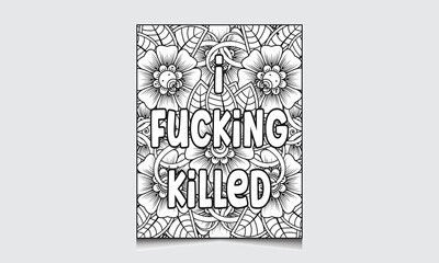 Swear Word. swear word Coloring Page Interior For Adult Man And Woman. Curse Word Coloring Book Interior.
