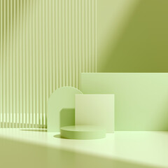 3D rendering Mock up geometric shape podium for product design, minimal display.