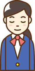 Clip art of woman in uniform with head down
