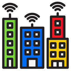 smart city color line style icon