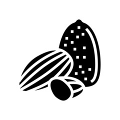 almond nut glyph icon vector. almond nut sign. isolated contour symbol black illustration