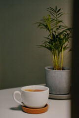 cup of tea on a table