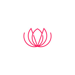 Red Line Lotus Flower, Spa Meditation Yoga Logo Vector Design