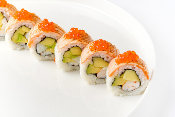 tasty sushi on the white plate