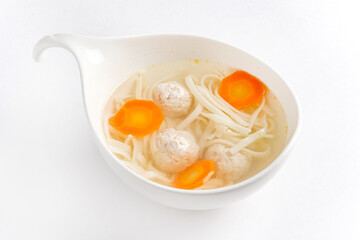 kids soup with chicken meatballs