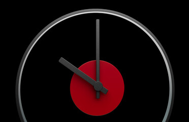 Minimal clock 10 O clock black and white 3d illustration