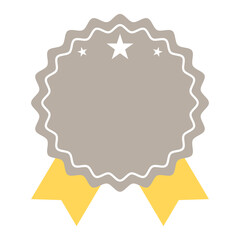 お祝いや賞の授与などに使える、リボン付きのバッジメダルのベクターイラスト