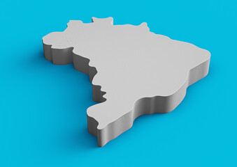 Brazil 3D Topographic map Geography Cartography and topology Sea Blue surface 3D illustration