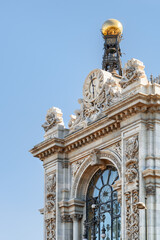 Details of facade of the Bank of Spain Building, Madrid