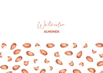 Banner with watercolor almonds