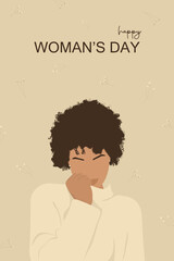 Women's day, poster, postcard March 8. Abstract portrait of a cute girl, no face