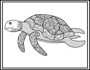 Fototapeta premium tortoise coloring book for adults vector illustration. 