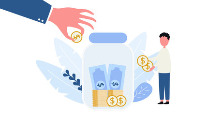 Saving money concept. piggy bank for saving money.