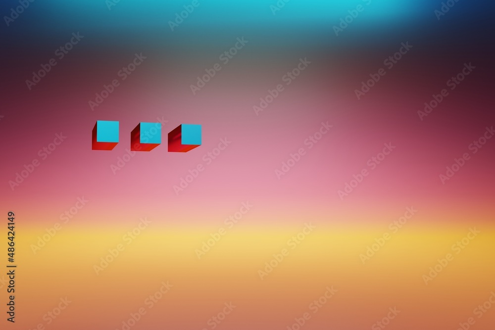 Leinwandbilder pixel icon ellipsis. beautiful blue ellipsis icons symbol on multicolor bright background. 3d render
