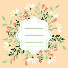 greeting card with cute flowers and berries