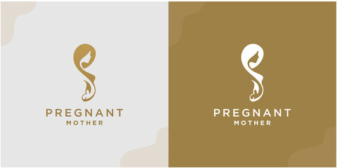 Pregnant mother logo design vector