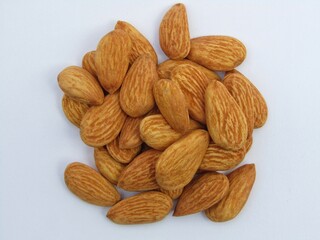 almonds isolated on white background 