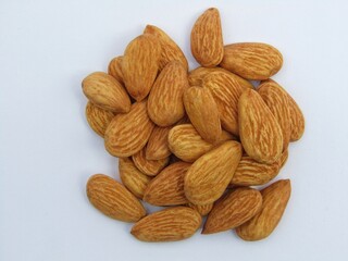 Almonds on white background 