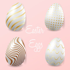 Set of Easter eggs collection on pink background.Vector illustration
