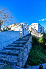 Fototapeta na wymiar A narrow street in Raito, a small village on the Amalfi coast in Italy.