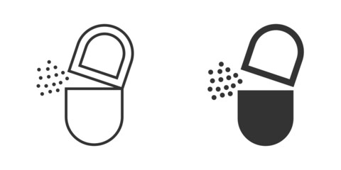 Vitamin pill note icon in flat style. Capsule vector illustration on white isolated background. Antibiotic sign business concept.