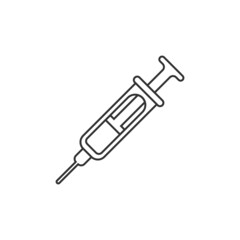 Syringe icon in flat style. Coronavirus vaccine inject vector illustration on isolated background. Covid-19 vaccination sign business concept.