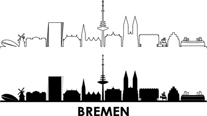 BREMEN Weser Deutschland City Skyline Vector
 - obrazy, fototapety, plakaty