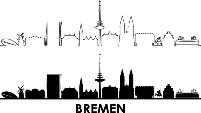 BREMEN Weser Deutschland City Skyline Vector
