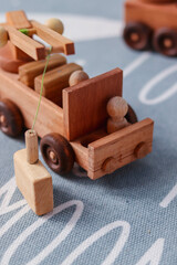 retro wooden baby boy cars in the interior of nursery room