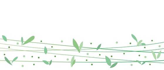 Green leaves border illustration. Green leaves decoration graphics for spring design and background. Vector illustration.