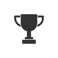 Trophy cup icon in flat style. Goblet prize vector illustration on isolated background. Award sign business concept.